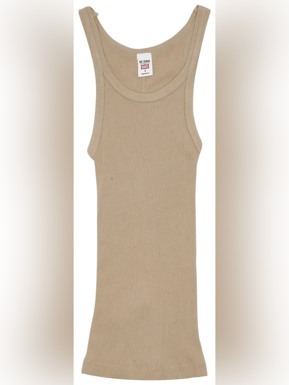 RE/DONE x Hanes Classic scoop neckline Ribbed Tank Top - Beige Tan XS